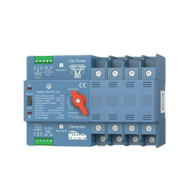 ATS Dual Power Automatic Transfer Switch for Generator or PV Energy to City Power Changeover Switch Generator 125A 4P