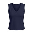 thumbnail image 7 of TGPMGRZ Workout Tank Tops Woman V Neck Wide Strap Athletic Top Solid Color Summer Clothing Dark Blue Size S, 7 of 7