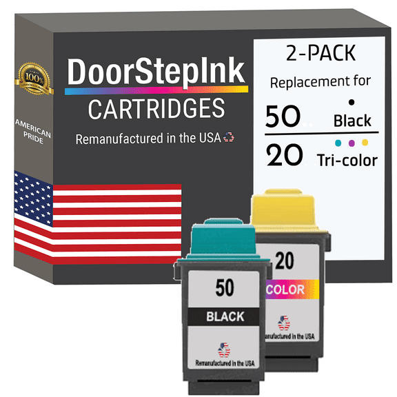 Remanufactured DoorStepInk Ink Cartridges for Lexmark #50 Black and #20 Tri-Color
