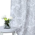 thumbnail image 5 of Vintage Window Curtains Damask Pattern Printed Curtains for Bathroom Window Light Filtering Tiers for Small Window, Grey, 27"X45", 2 pcs, 5 of 7