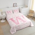 thumbnail image 5 of Erosebridal Initial Letter W Bedding Sets Full with Comforter, Dreamy Bow Love Duvet Insert, Girly Romantic Decor, Reversible 3pcs, 5 of 8