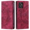 thumbnail image 5 of SaniMore for Motorola Moto G Power 5G 2024 Case, PU Leather Embosed Mandala Flower Wallet Protective Phone Cover Card Slots Pocket Purse Women Men Kickstand Vintage Shockproof Anti-fall Shell, Red, 5 of 10