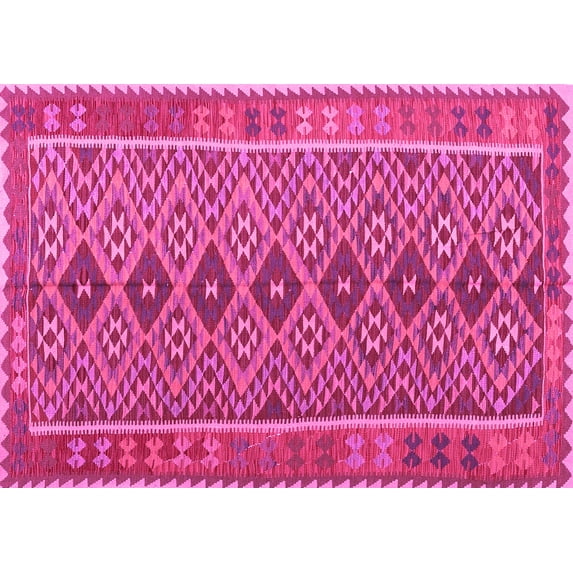 Ahgly Company Indoor Rectangle Oriental Pink Traditional Area Rugs, 2' x 3'