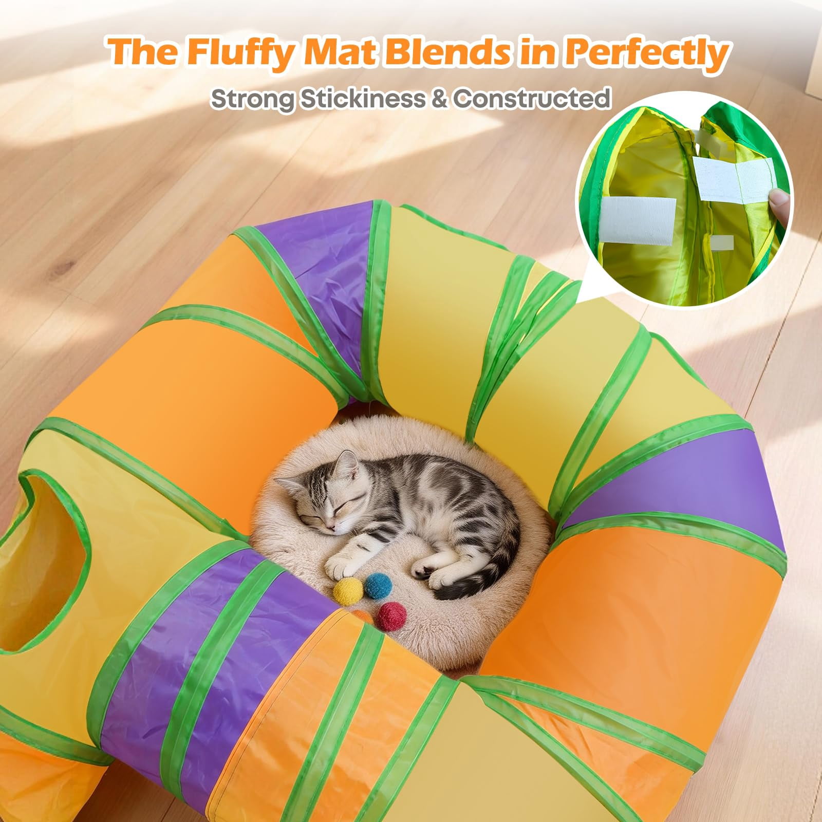 Petizer Collapsible Cat Tunnel Toy, Washable & Tear-Resistant Interactive Pet Tube with Dangling Ball for Indoor Cats and Kittens
