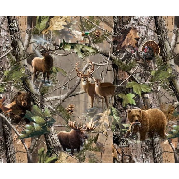 Camo Hunting Deer Bear Elk Turkey Edible Cake Topper Image (1/4 Sheet)