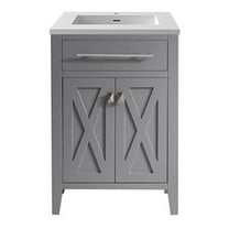Laviva Wimbledon 24" Wood Cabinet with VIVA Stone Countertop in Gray/Matte White