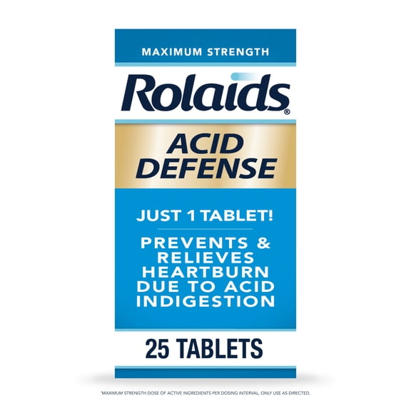 Rolaids Acid Defense Maximum Strength, Heartburn Medicine, Famotidine 20mg, 25 Tablets