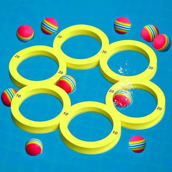 2026 New Swimming Pool Toys, Triangle Floating Throwing Game, Pool Accessories Equipped with 12 Colorful Tossing Balls,Best Gift Choice for Family,Friends