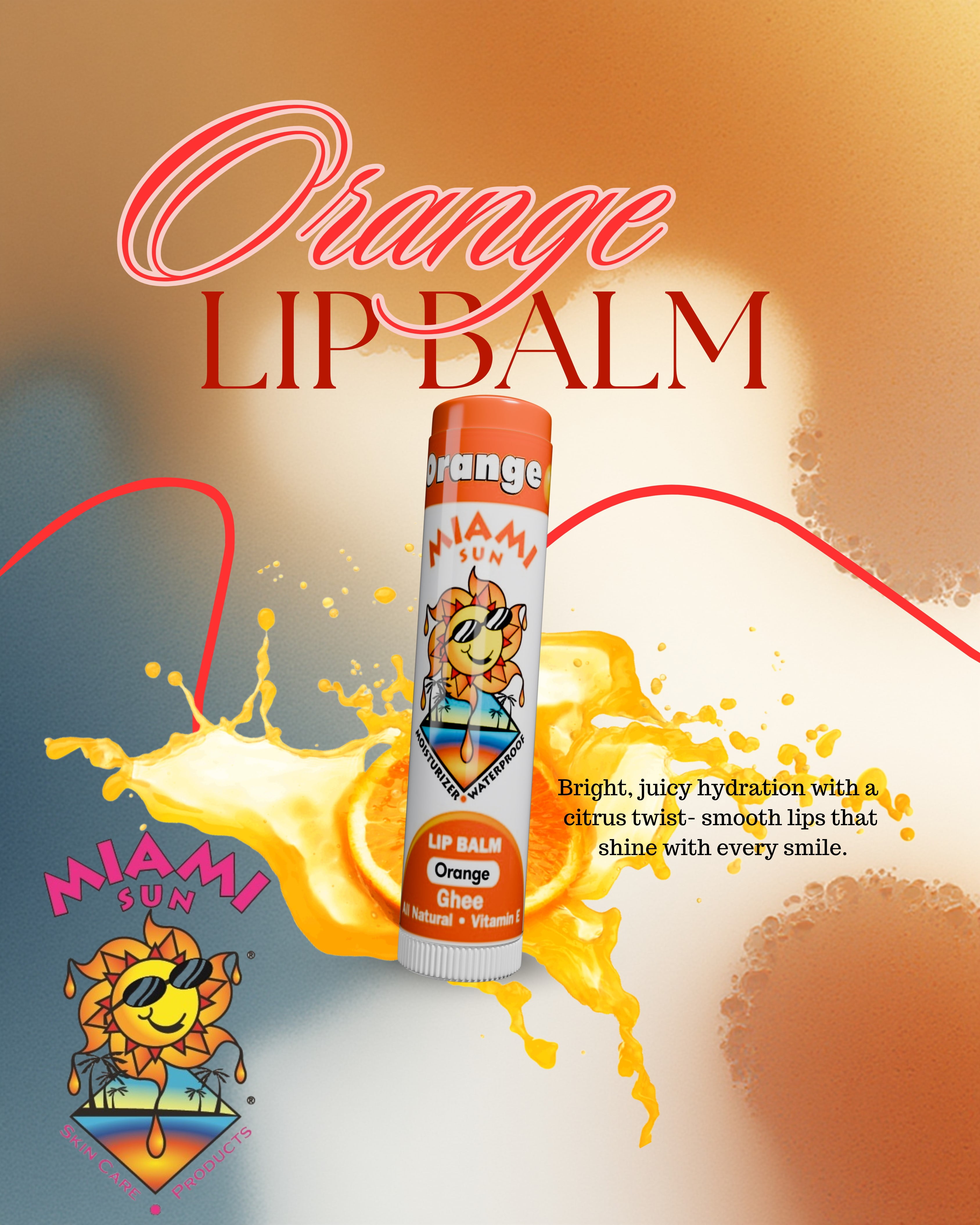 Miami Sun Natural Lip Balm Variety Pack – Mixed Berry, Unflavored, Orange & Vanilla Bean – Moisturizing & Hydrating Lip Care with Ghee (20 pcs)