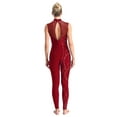 thumbnail image 2 of CHICTRY Women's Sleeveless Rhinestone Gymnastics Unitard Ballet Dance Leotard Skating Jumpsuit Bodysuit Burgundy XL, 2 of 7