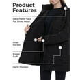 thumbnail image 4 of Wantdo Women's Recycled Puffer Jacket Warm Winter Coat Mid-Length Winter Parka with Removable Hood Black M, 4 of 7