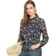 thumbnail image 1 of INSPIRE CHIC Blusa De Gasa Con Estampado Floral Manga Larga Con Volantes Camisa Con Botones Casual Para Mujeres Azul Marino XS, 1 of 6