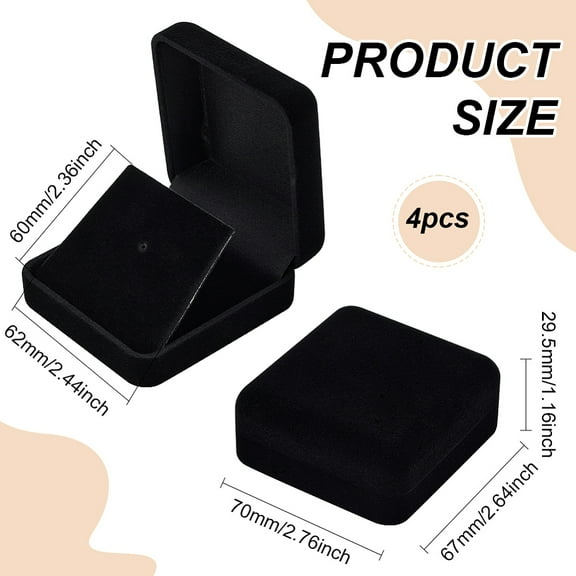 4pcs 4 pcs Velvet Badge Display box 2.75x2.63x1.16" Black Lapel Pin Collection Display Holder Square Brooch Pin Storage Presentation Case for Badges Lapel Pin Military Coin Storage Display