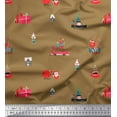 thumbnail image 1 of Soimoi Crepe Silk Fabric House,Gift Box & Santa Christmas Decor Fabric Printed Yard 42 Inch Wide, 1 of 1