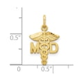 thumbnail image 2 of 10k Yellow Gold Satin Solid Doctor of Medicine MD Charm 22x13mm Wide Pendant Necklace for Women, 2 of 2