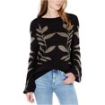 thumbnail image 2 of Lucky Brand suéter de punto con patrón de hojas metálicas para mujer, negro, extra pequeño Lucky Brand Tejer, 2 of 2