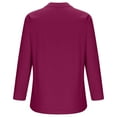 thumbnail image 5 of Goodtrade8 Cotton Linen Plus Size Summer Tops for Women 3/4 Sleeve Hot Pink Button Solid Color V-Neck Shirts for Women, 5 of 6