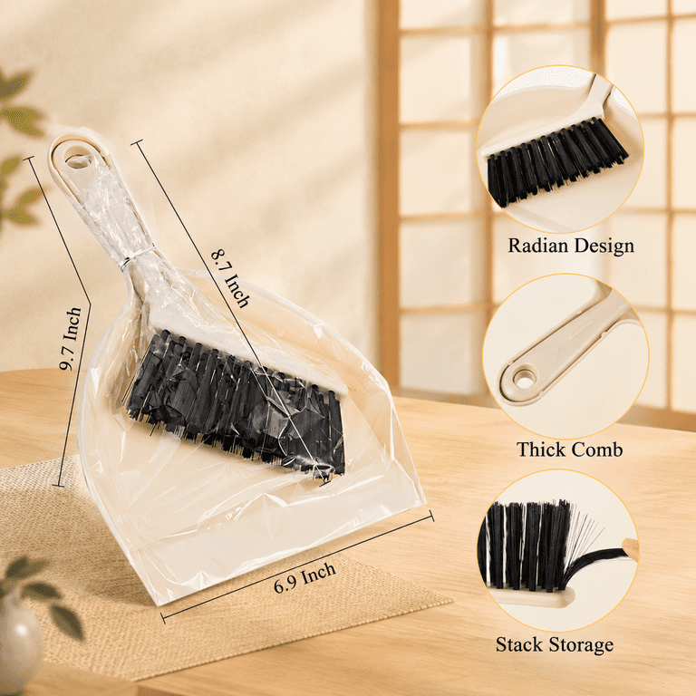 Beige 18 Pack Mini Dustpan Brush Set Small Broom Bulk Cleaning Kit ...