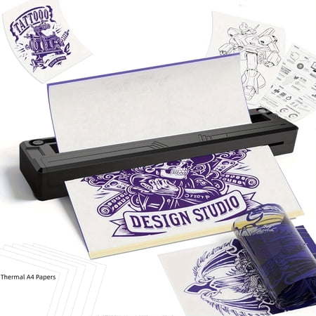 Wireless Tattoo Stencil Printer & A4 Thermal Printer with App Custom Print Realistic Portraits 6 Transfer Papers Included and Six Sheets of Thermal Paper Wireless Tattoo Stencil Printer & A4 Thermal Printer with App Custom Print Realistic Portraits 6 Transfer Papers Included and Six Sheets of Thermal Paper