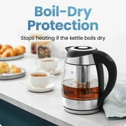 Chefman 1.8L Electric Glass Kettle w/ Temperature Control, Removable Tea Infuser - Stainless Steel