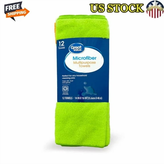 12 Pack Super Absorbent Multipurpose Lint Free Microfiber Cleaning Cloths