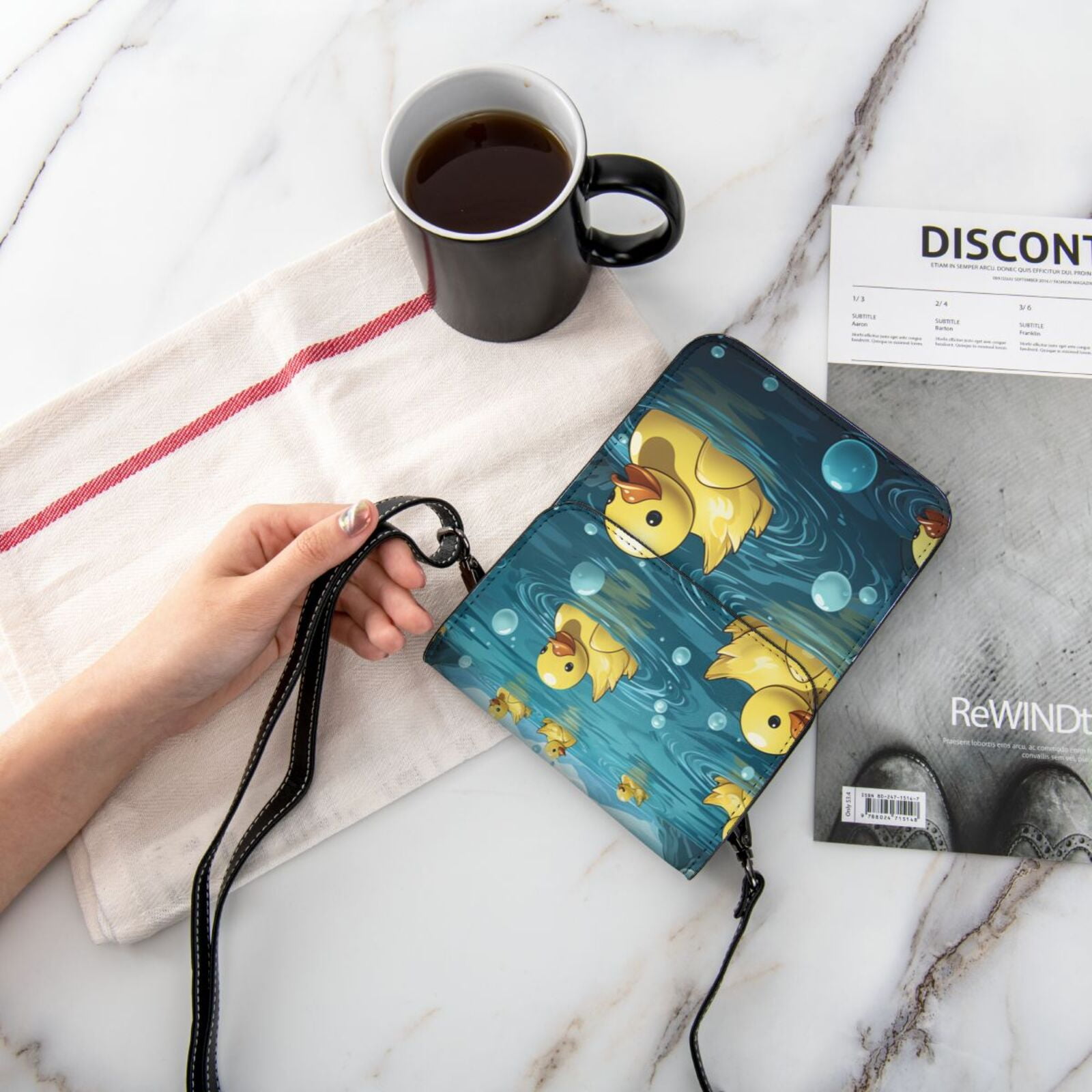Rubber Duck Cool Yellow Ducks Cell Phone Purse Small Crossbody Bag with Strap Credit Card Slots Leather Shoulder Wallet for Women