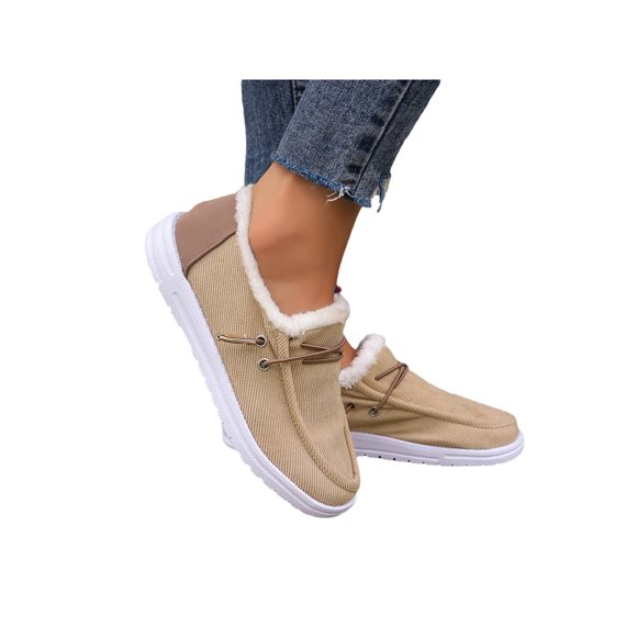 Avamo Pantoufles Mocassins pour Femmes à Enfiler Chaussures Décontractées Chaudes Confort Chaussures Bateau Mocassin Antidérapant Pantoufle de Conduite Beige 10
