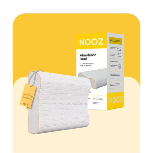 Almohada Nooz Dual Memory Foam Cervical Doble Altura Soporte Ergonómico Firme Para Cuello Funda Lavable