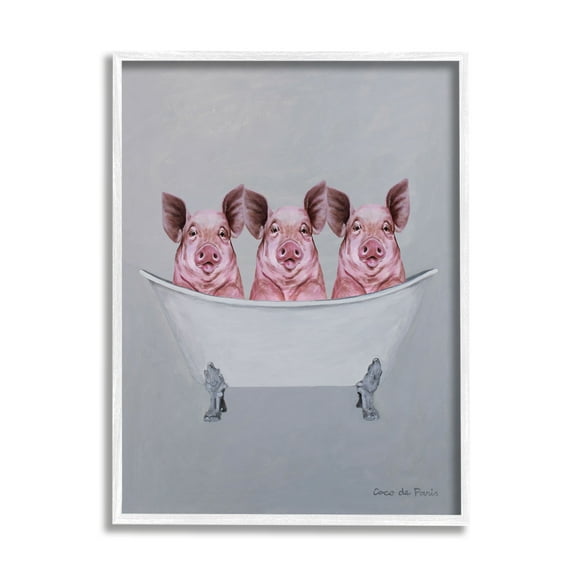 Stupell Industries Three Pink Pigs In Tub Adorable Bathroom Illustration , 11 x 14, Design by Coco de Paris