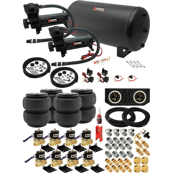 Vixen Air Suspension Kit for Truck/Car Bag/Air Ride/Spring. On Board System- Dual 200psi Compressor, 6 Gallon Tank. For Boat Lift,Towing,Lowering,Load Leveling,Onboard Train Horn VXX3804FB/4863DB