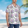 thumbnail image 2 of Lsque Violets Flowers pattern Hawaiian Shirt for Men, Unisex Summer Beach Casual Short Sleeve Button Down Shirts-3X-Large, 2 of 9