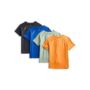 Russell Athletic Boys Runner Tech Short Sleeve T-Shirt, 4-Pack, Sizes 4-18 & Husky