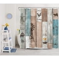 thumbnail image 3 of Sonernt Vintage Country Wood Shower Curtain for Bathroom,Funny Farm Animal and Sunflower Floral Fabric Shower Curtain with Hooks,Rustic Theme Farmhouse Bathroom Curtains Shower Set, 72x72 inches, 3 of 6