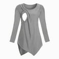 thumbnail image 4 of Blouse à Manches Longues pour Grossesse et Allaitement, Haut de Maternité Côtelé à Manches Longues avec Cordon Latéral, Blouse à Col Rond à Manches Longues, 4 of 4
