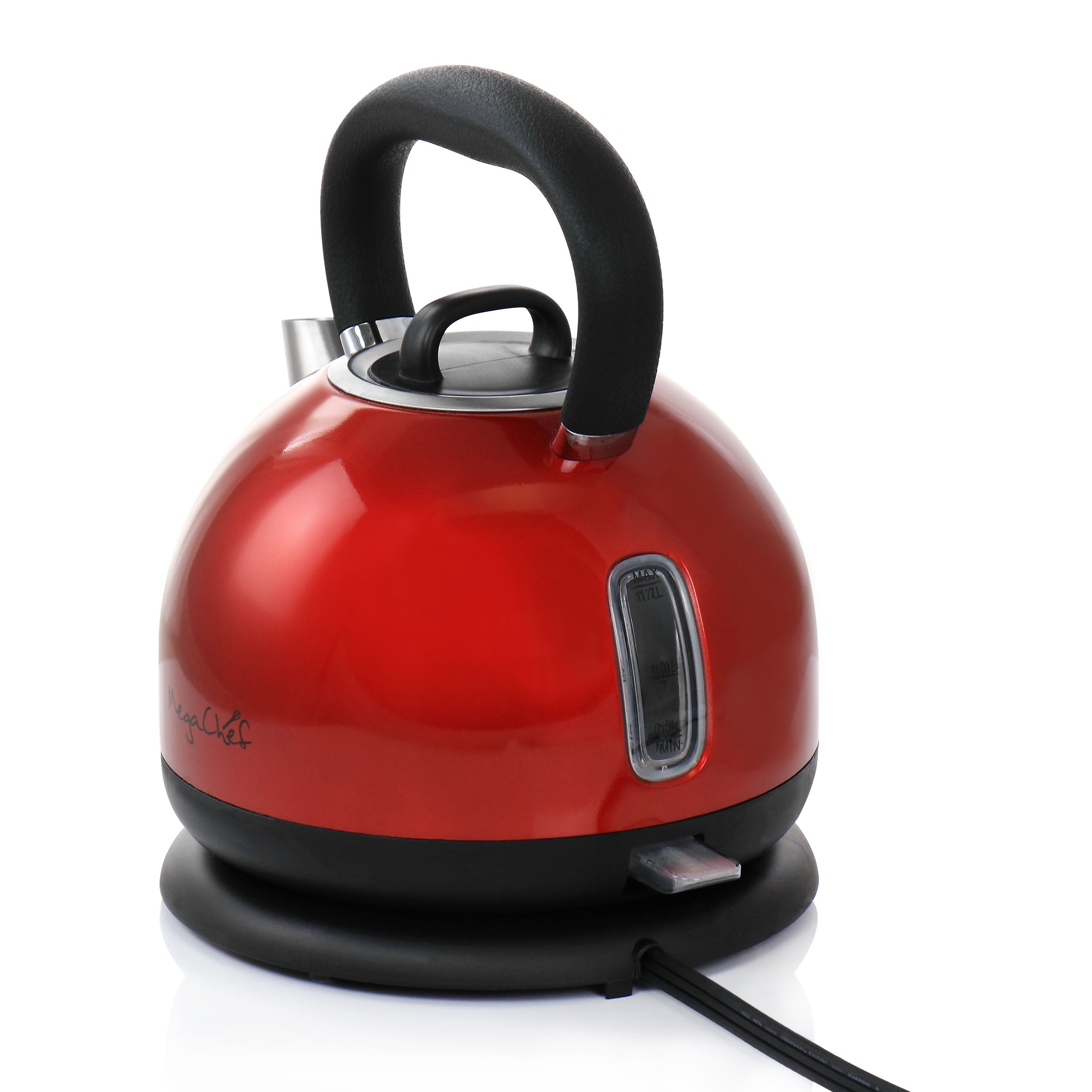 MegaChef 7 Cup Electric Tea Kettle and 2 Slice Toaster Combo in Red
