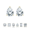 thumbnail image 1 of Pendientes minimalistas JeenMata de solitario de moissanita de corte pera de 0,5 quilates con baño de oro amarillo, 1 of 9