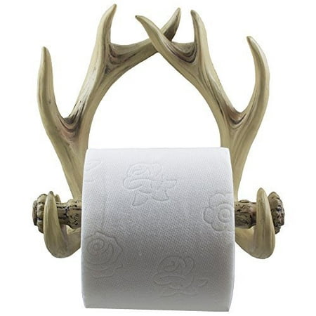 Decorative Deer Antlers Toilet Paper Holder in Weathered Look for Rustic Hunting or Fishing Cabin and Lodge Bathroom Decor As Gifts for Buck