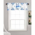 thumbnail image 3 of Modern Abstract Flower Linen Curtain Valance for Bedroom/Bathroom/Kitchen/Office/Living/Dining Room Windows,Pastoral Blue Watercolor Leaves Pocket Topper Drapes Decorative Cafe Drapery Panel 42x12, 3 of 6