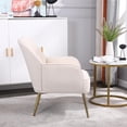thumbnail image 4 of LUCKHAO  Accent Chair Set of 2,Modern Mid Century Velvet Sherpa Armchair,Comfy Arm Chair for Living Room Bedroom Office Waiting Room,Barrel Chairs, 4 of 7