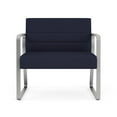 thumbnail image 2 of Waterfall Reception Waiting Sled Base Bariatic Chair / Silver Steel / Navy Blue, 2 of 5