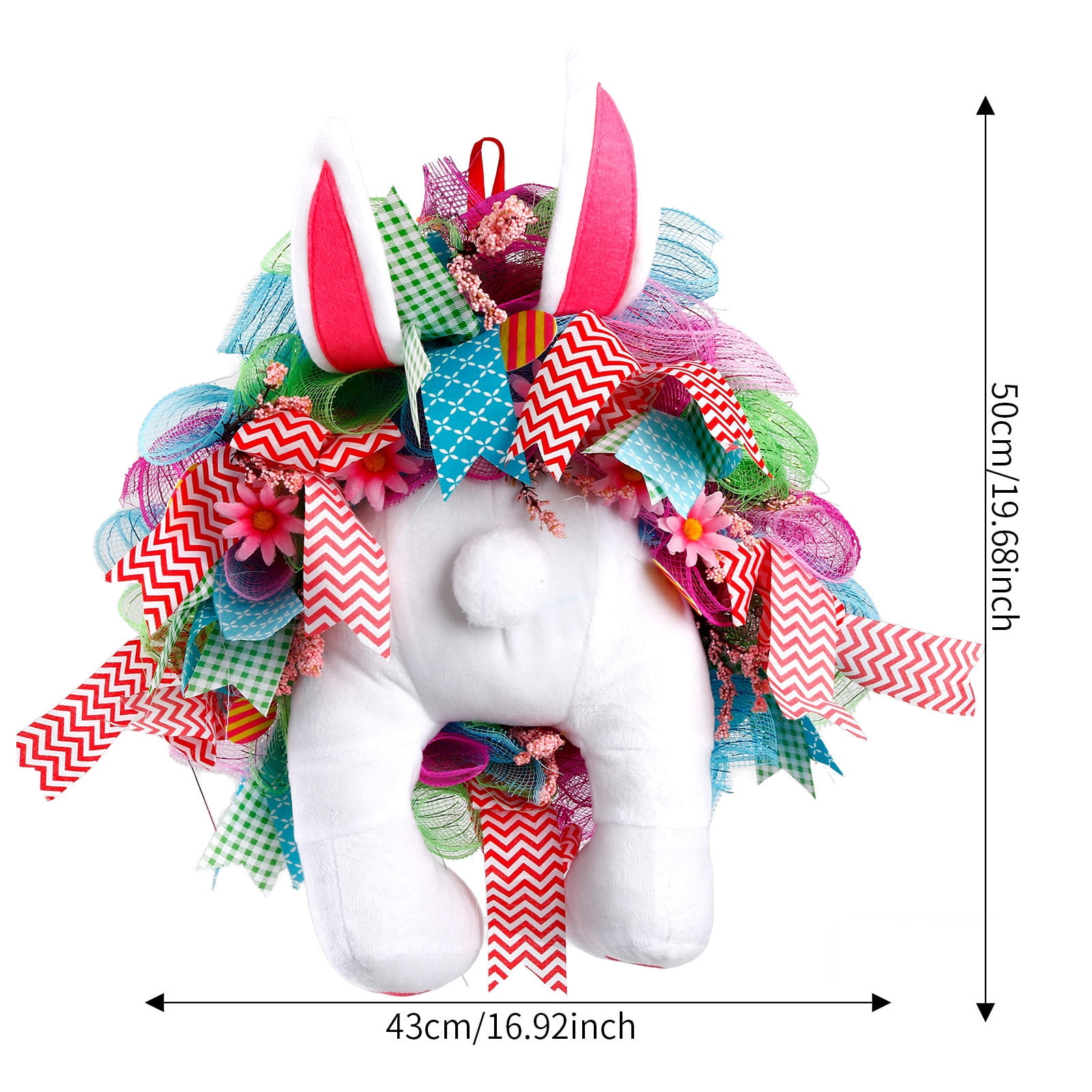 Easter Bunny Wreath for Front Door, Floral Spring Wreath with Carrots & Faux Moss, Easter Home Decor Outdoor Welcome Wreath