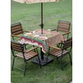 thumbnail image 3 of Outdoor Tablecloth with Umbrella Hole and Zipper, Gnomes Easter Square Table Cloth 54x54 Inch Waterproof Tablecloth, Eggs Tulips Spring Floral Retro Art Wooden Picnic Table Cover for Patio Camping, 3 of 7