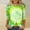 Mint Green, variant on 3/4 Sleeve Going Out Tops for Women Casual Green Crew Neck Loose Fit Graphic T Shirts Shirts for Ladies S