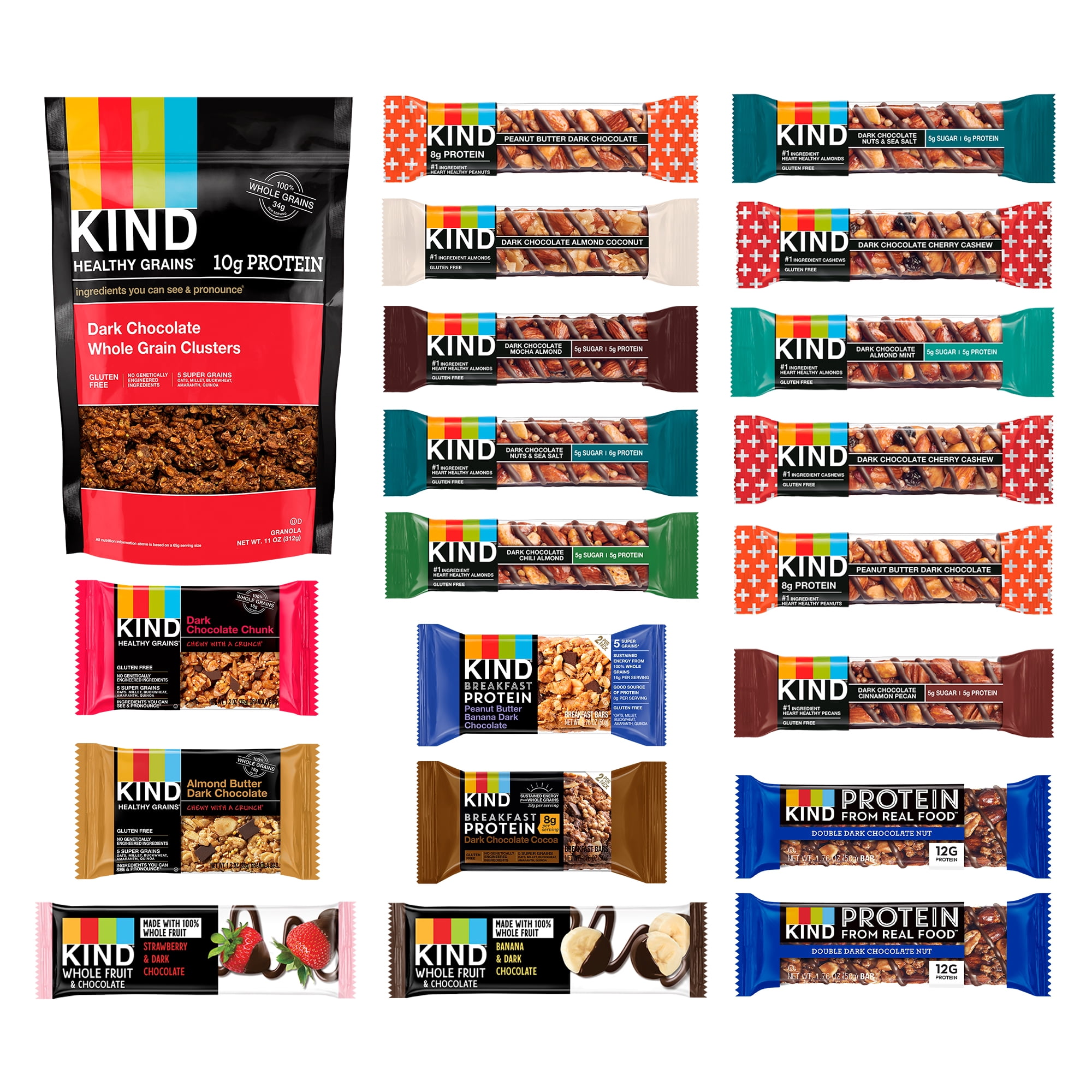 KIND Bars Chocolate Lover's Variety Pack (20 Count) - Walmart.com - Walmart.com
