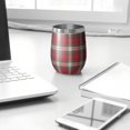 thumbnail image 3 of 12oz Stemless Wine Tumblers Red and Green Christmas Plaid Pattern Vacuum Insulated Stainless Steel Travel Tumbler Cups Mug with Lid and Straw for Champaign,Cocktail,Beer with Cleaning Brush, 3 of 5