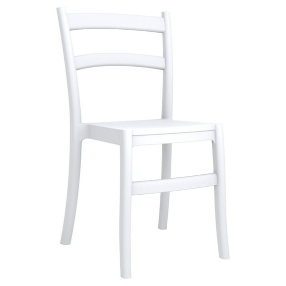 33.5" White Solid Patio Dining Armless Chair