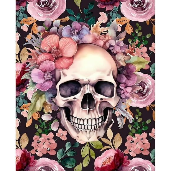 shiyou-Skull Paint by Number Kits for Adults Beginner, Skull with Flowers Paint by Numbers with Paintbrushes and Acrylic Pigment, Skull With Floral Paint by Numbers Kit for Adults on Canvas 16x20 Inc