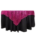 thumbnail image 2 of BalsaCircle 72x72 in Fuchsia Silver Wavy Embroidered Sequined Tulle Square Table Overlay Party Events Decorations Supplies, 2 of 8