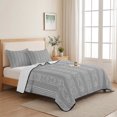 thumbnail image 5 of Twin XL Quilt Set 68''x98'', Gray Striped Lightweight Summer Bedspread Coverlet Set with 2 Pillow Shams, Modern Abstract Art Geometric Stripes Breathable All Season Quilt Bedding for Dorm/Guest Room, 5 of 9