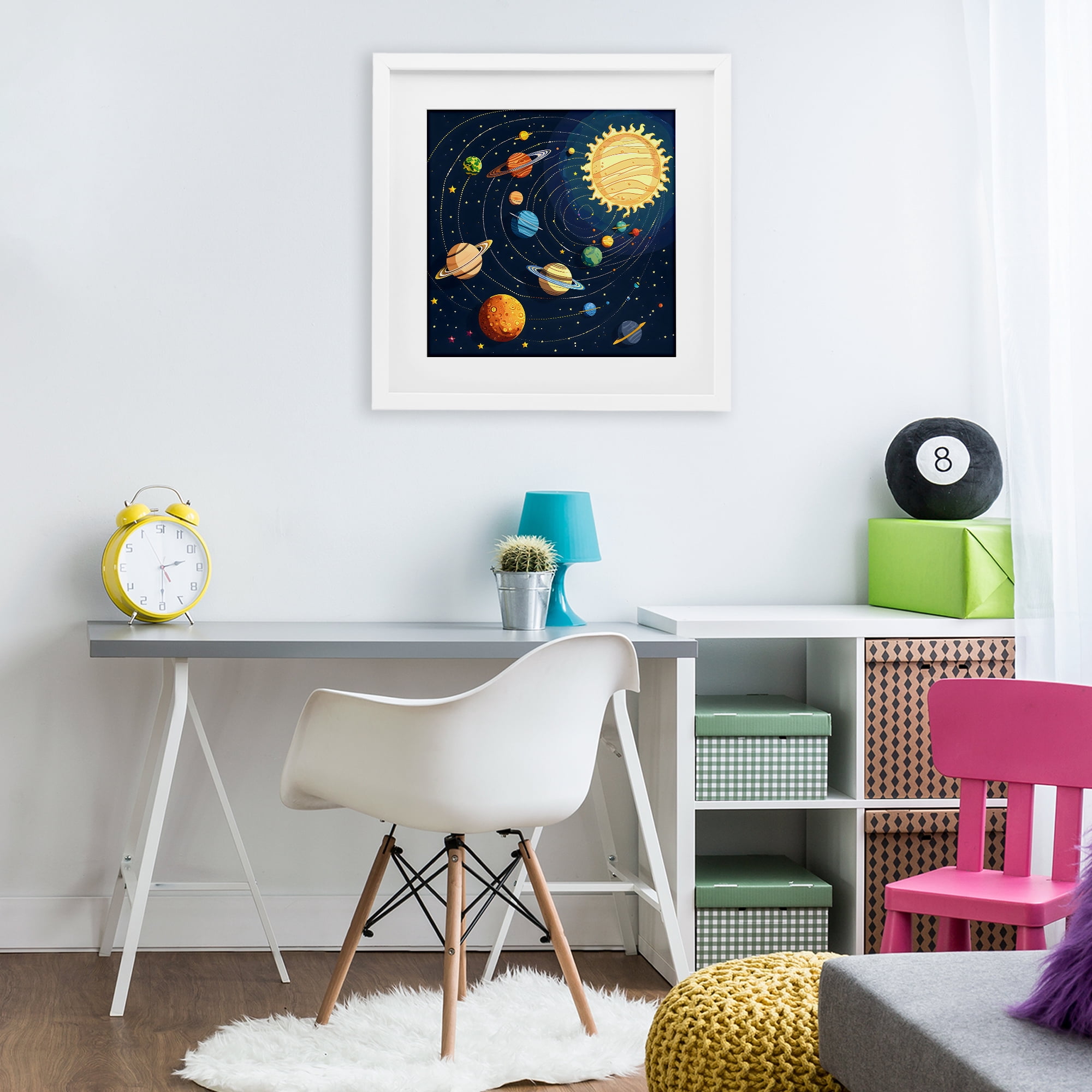 Stupell Industries Planets Around The Sun White Framed Print Under Glass, design by Creative Studio